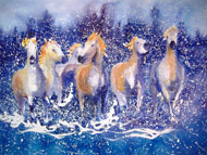 Horses Running in Snow